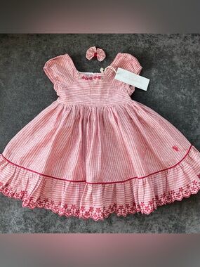 NWT Well Dressed Wolf Poinsettia Peppermint Linen Dress Size 3T